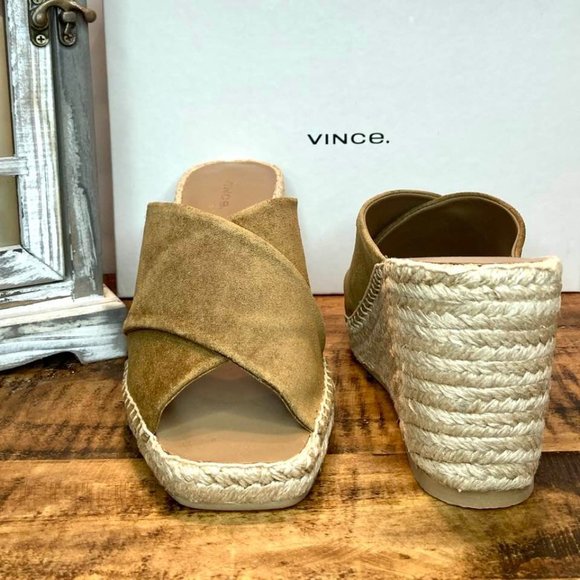 Vince Gaelan Suede Wedge Espadrille Sandals, Brown 8M - Picture 4 of 14